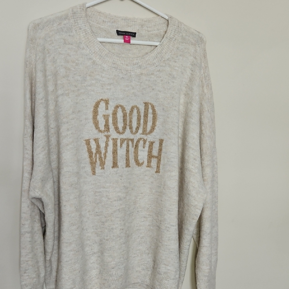 Vince Camuto Cream 'Good Witch' Crew Neck Sweater Womens XXL